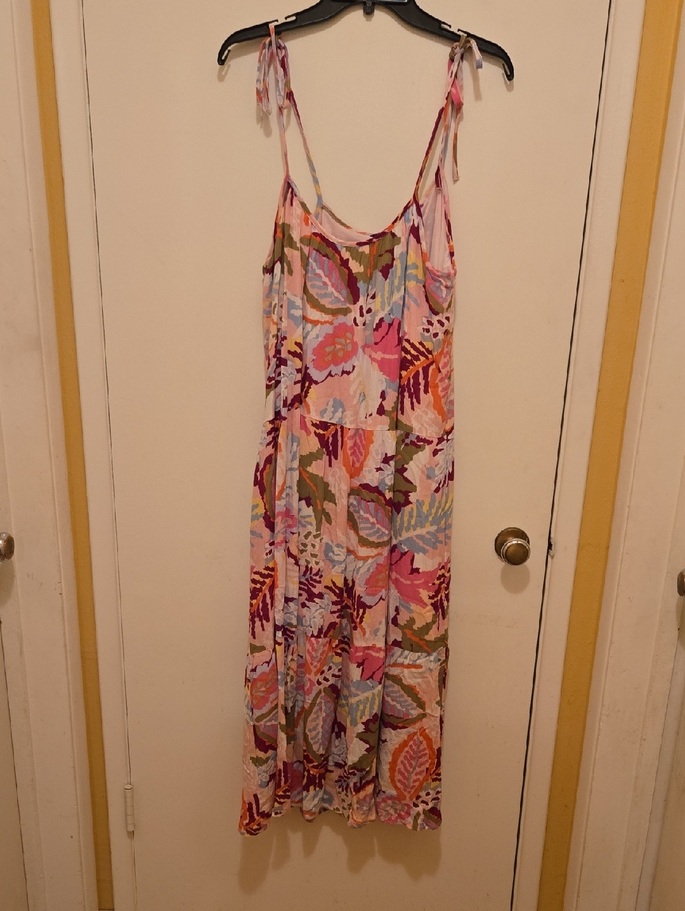 Very J Multi-Color Floral Tie-Shoulder Maxi Slip Dress